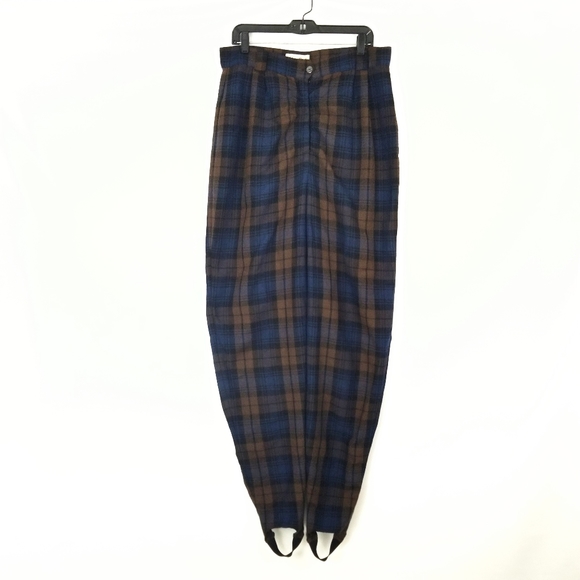 VINTAGE PLUS SIZE WOMENS 18 PLAID PANTS STIRRUPS - Picture 1 of 6